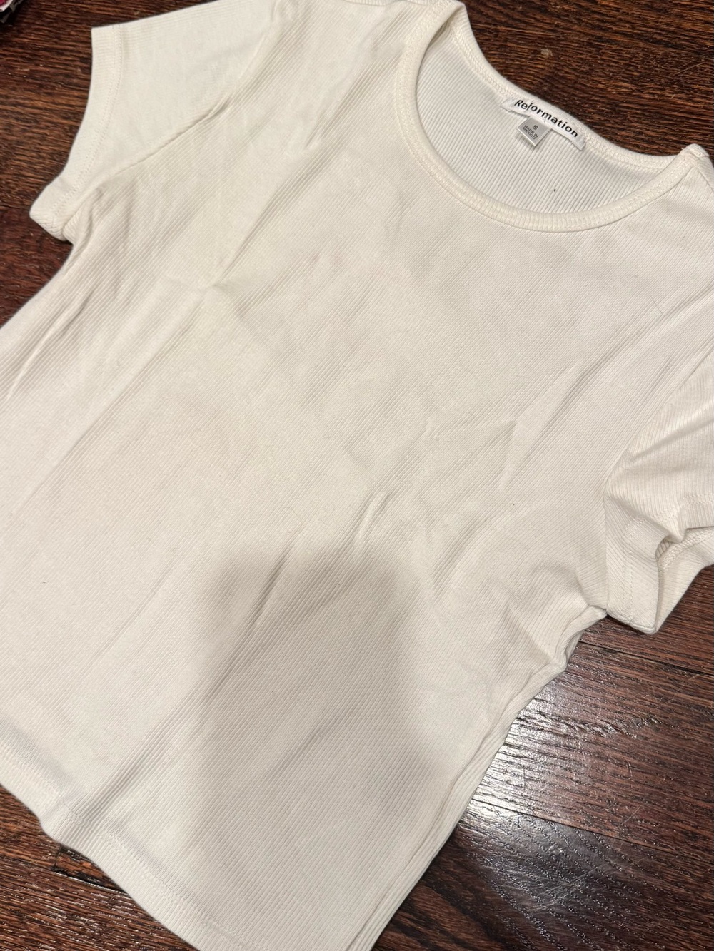 Reformation Off-White Ribbed Crewneck Tee